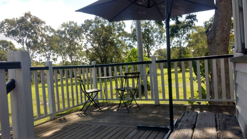 Front deck Lake Weyba Cottages