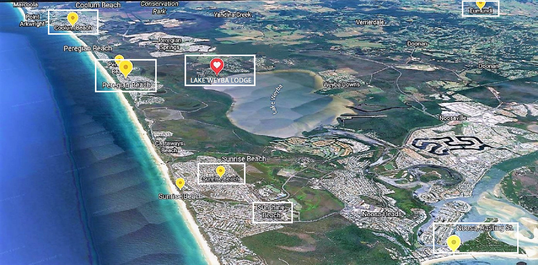 Lake Weyba accommodation map
